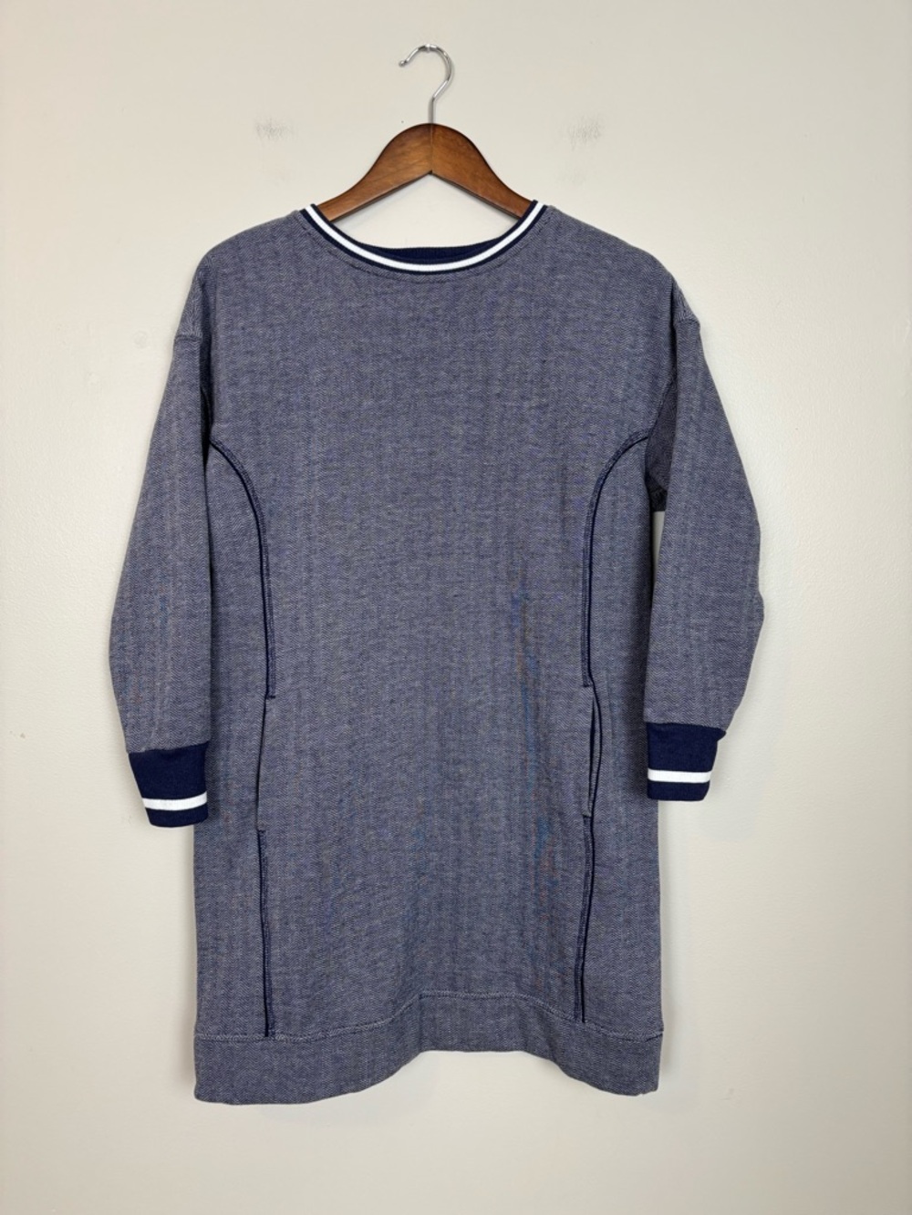 Vineyard Vines Varsity Sweatshirt Dress Long Sleeve Womens Medium in Blue